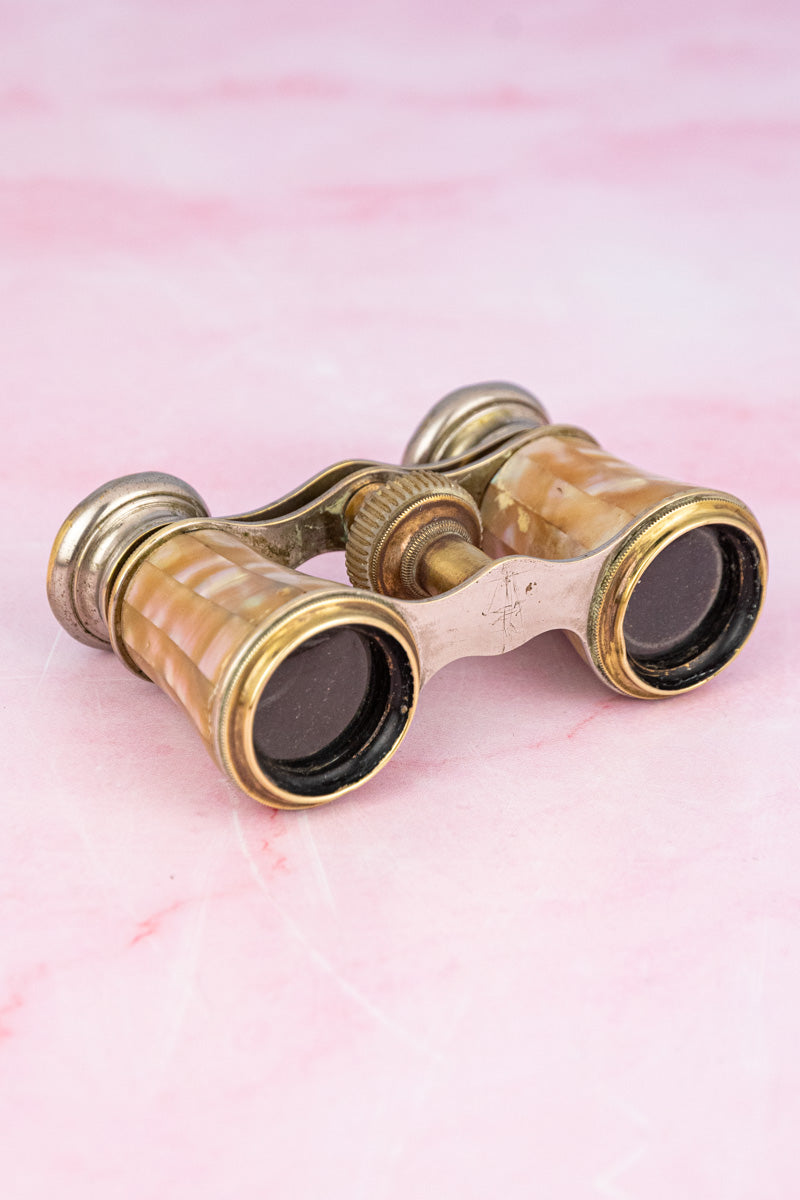 Antique French Belle Époque Mother of Pearl Opera Glasses, image 1 of 9