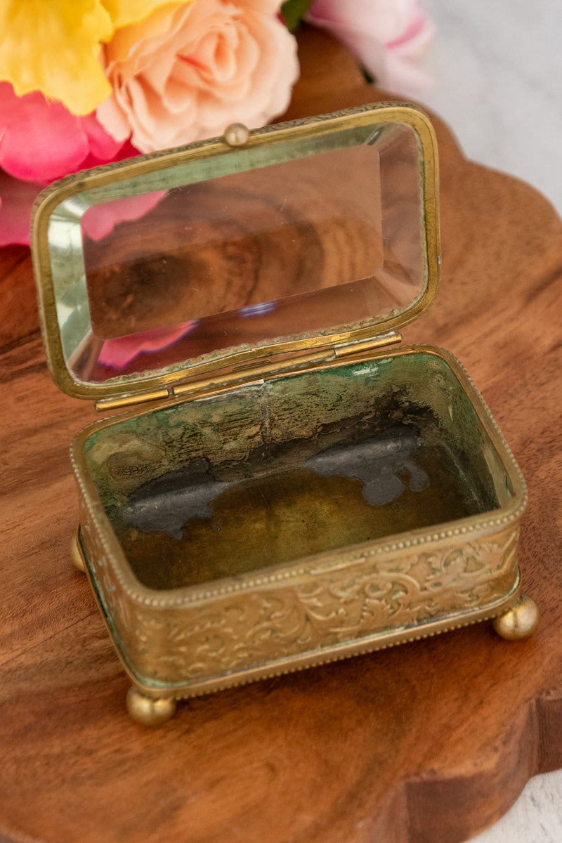 Antique French Brass Jewelry Box