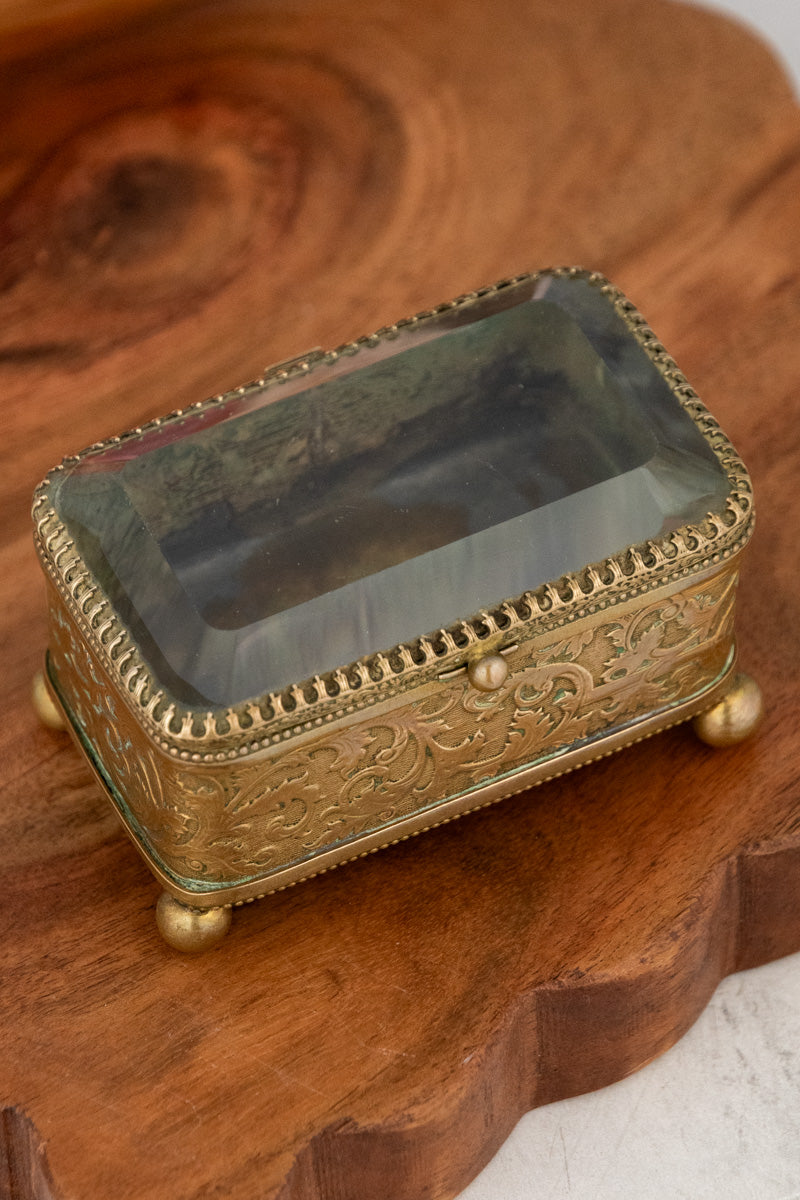Antique French Brass Jewelry Box