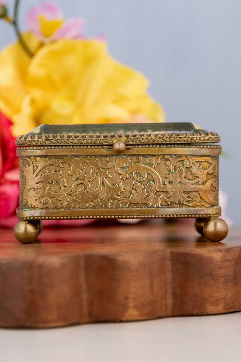 Antique French Brass Jewelry Box