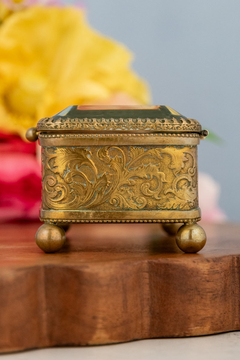 Antique French Brass Jewelry Box