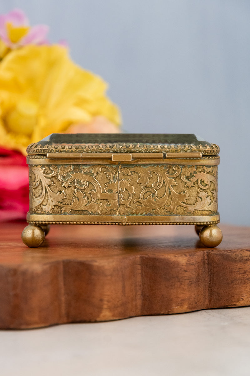 Antique French Brass Jewelry Box