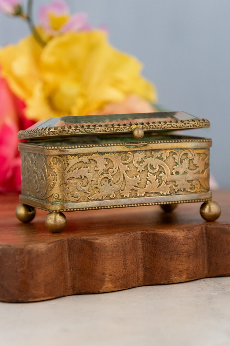 Antique French Brass Jewelry Box