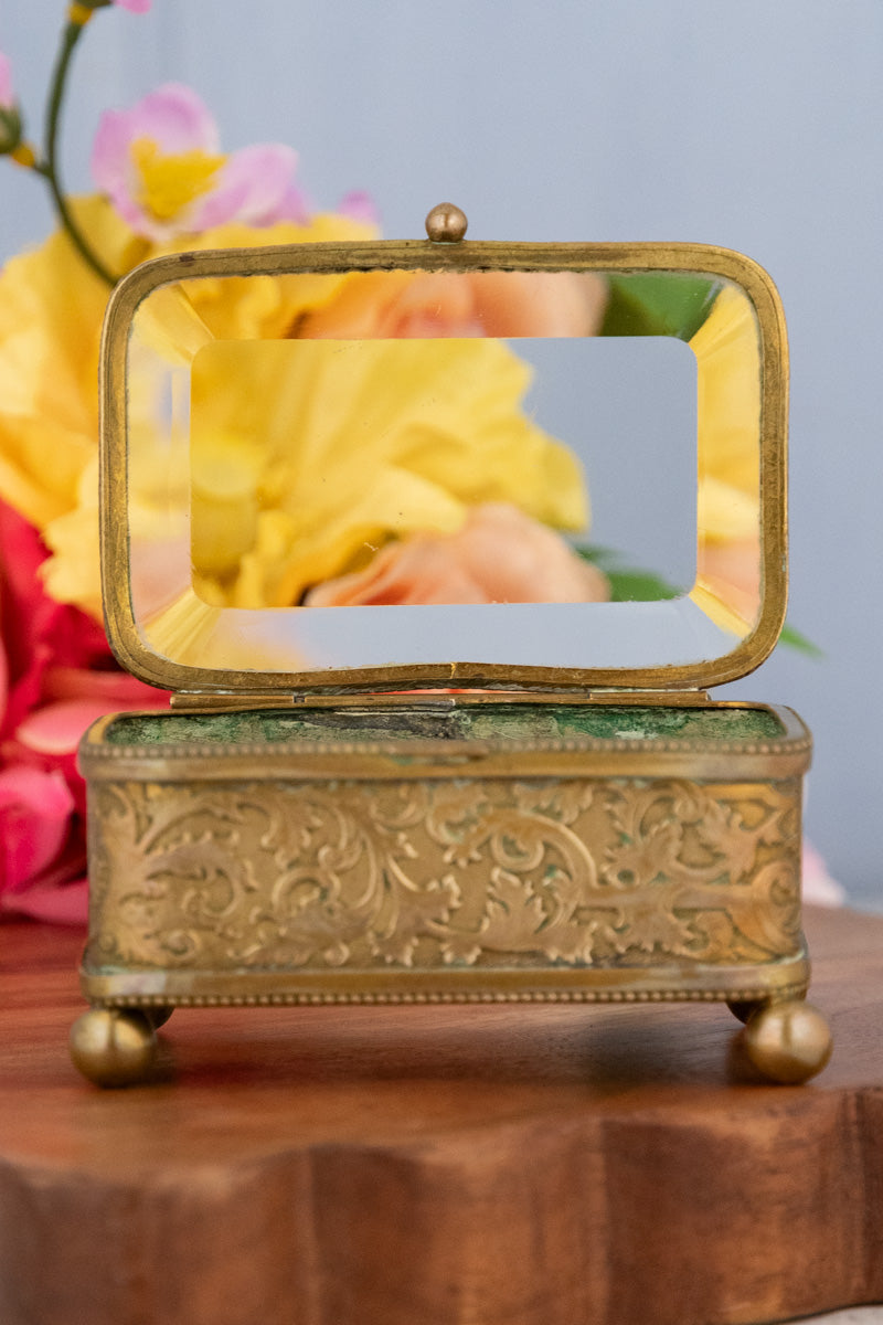 Antique French Brass Jewelry Box