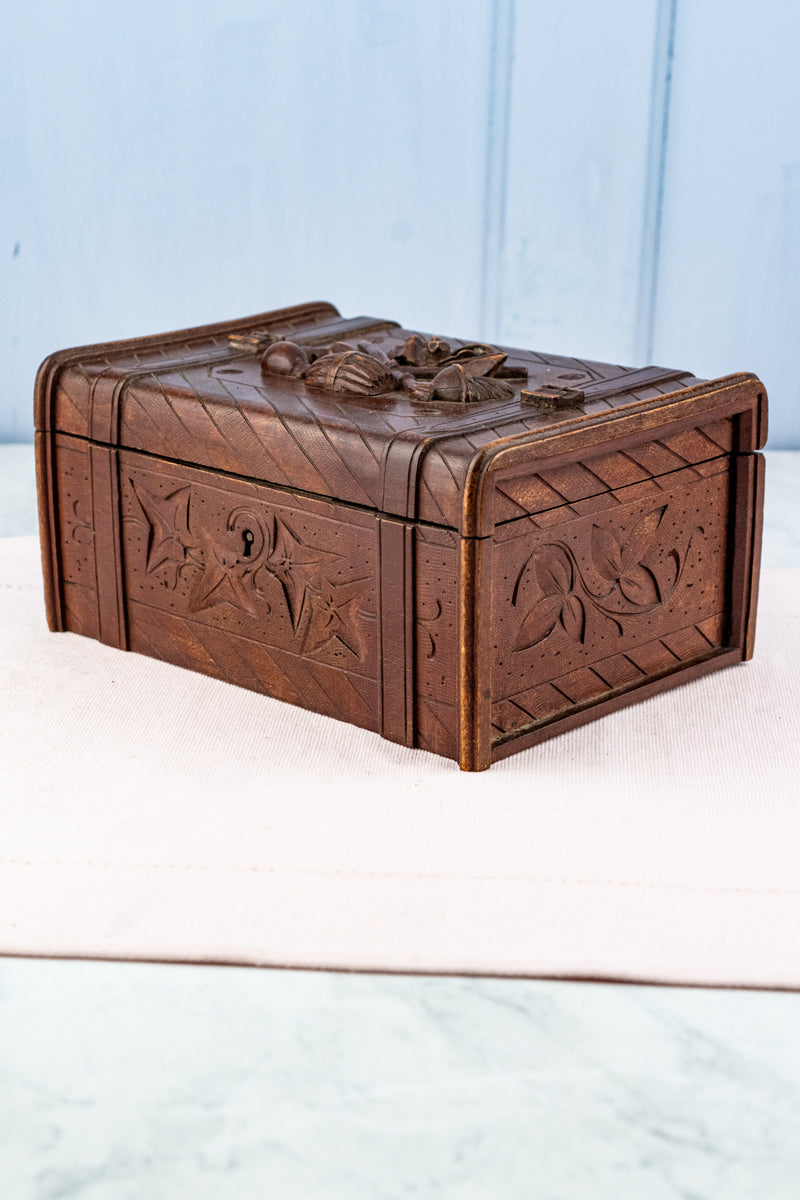 Antique French Carved Wooden Box, image 3 of 22