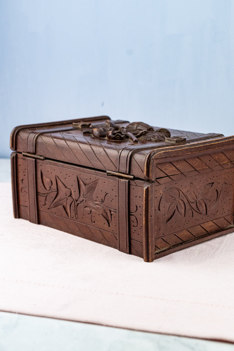 Antique French Carved Wooden Box, image 10 of 22