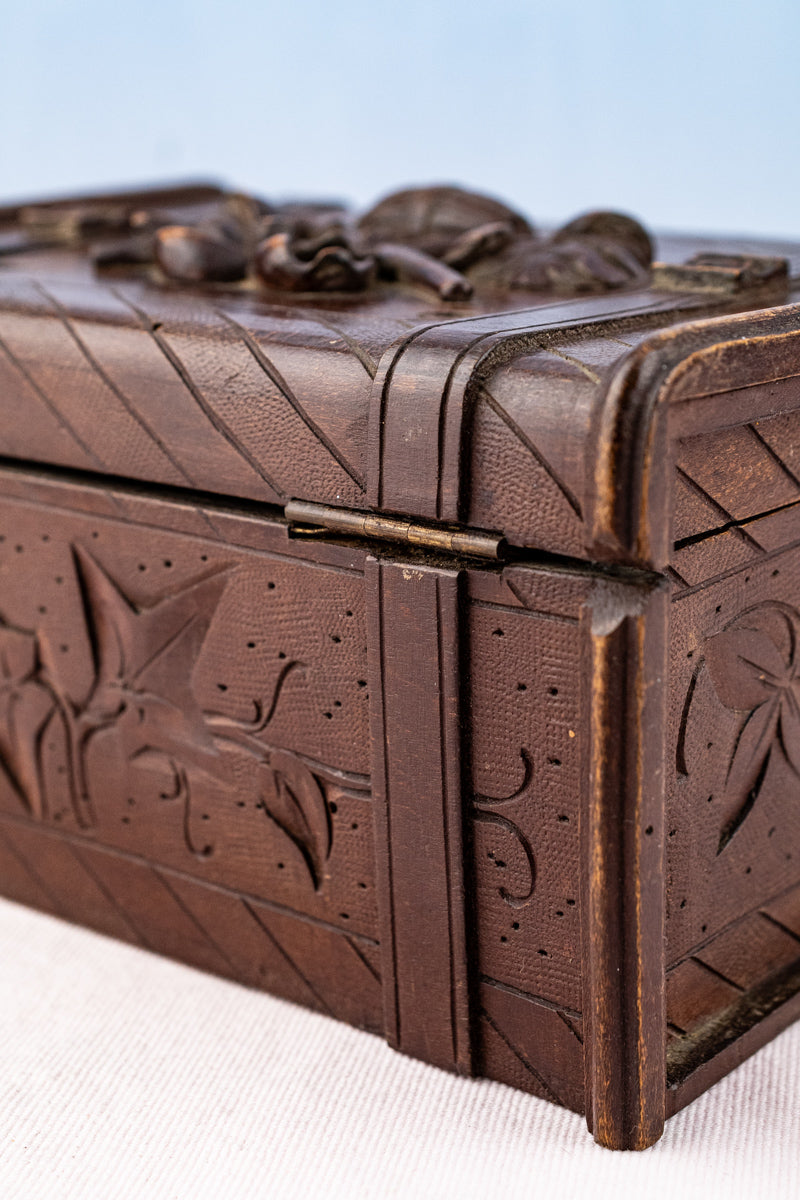 Antique French Carved Wooden Box, image 11 of 22