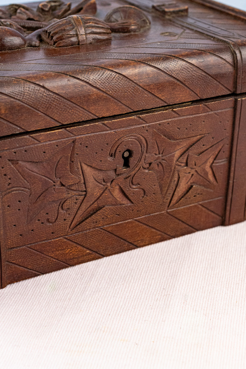 Antique French Carved Wooden Box, image 4 of 22