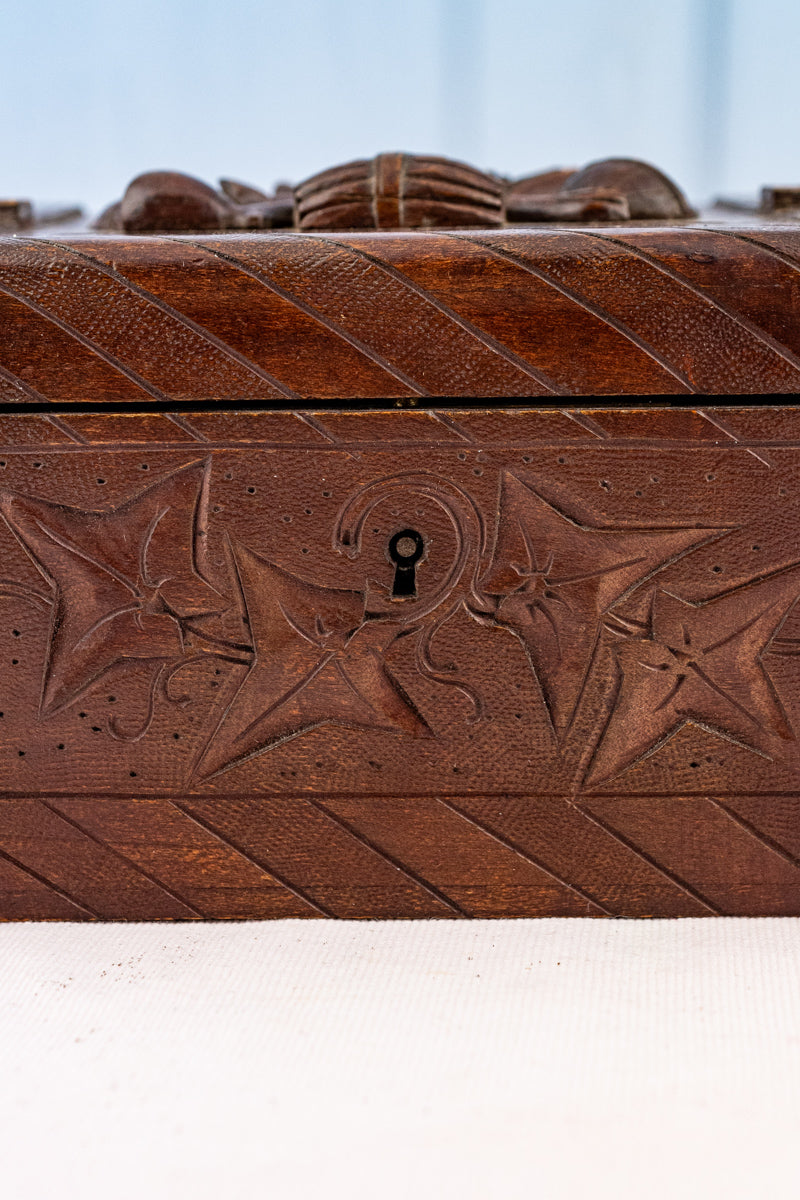Antique French Carved Wooden Box, image 5 of 22