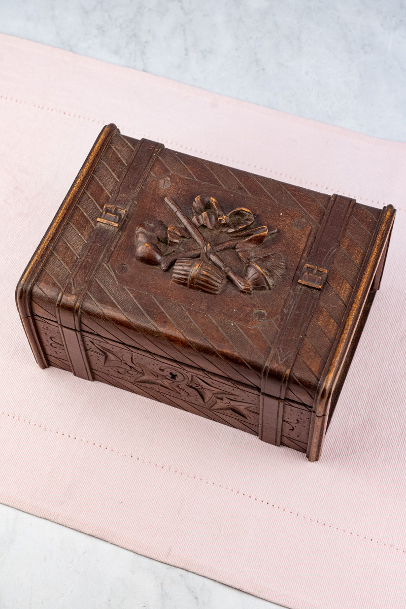 Antique French Carved Wooden Box, image 1 of 22