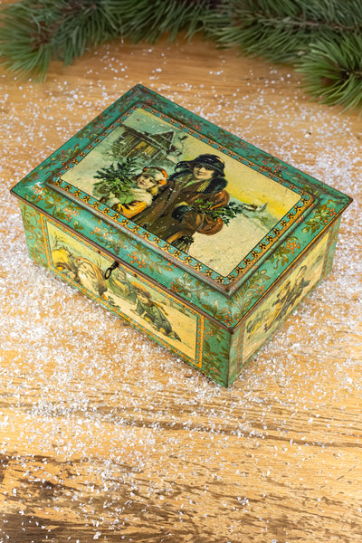 Antique French Christmas Treasure Tin