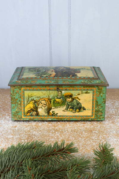 Antique French Christmas Treasure Tin