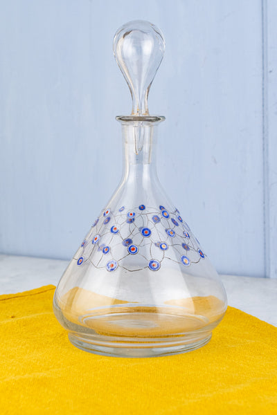 Antique French Clear Glass Enameled Decanter