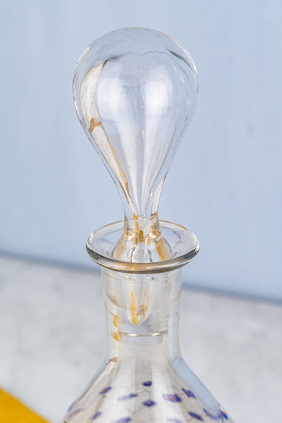 Antique French Clear Glass Enameled Decanter