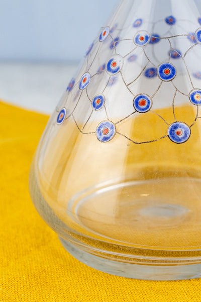 Antique French Clear Glass Enameled Decanter