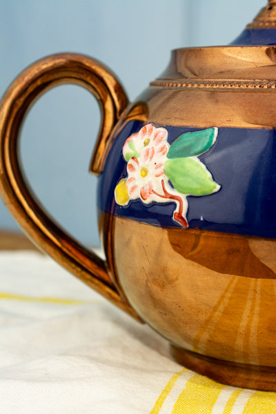 Antique French Copper Lusterware Teapot