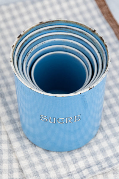 Antique French Enamel Canister Set