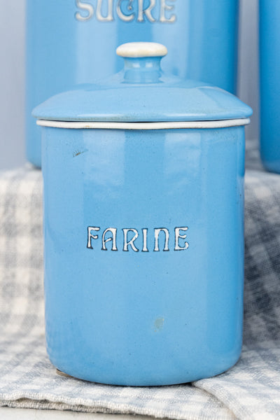 Antique French Enamel Canister Set