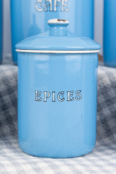 Antique French Enamel Canister Set
