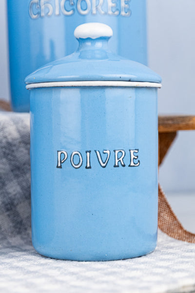 Antique French Enamel Canister Set