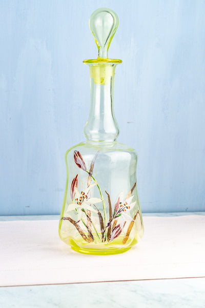 Antique French Enameled Glass Decanter