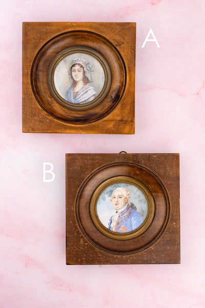 Antique French Framed Miniature Portraits