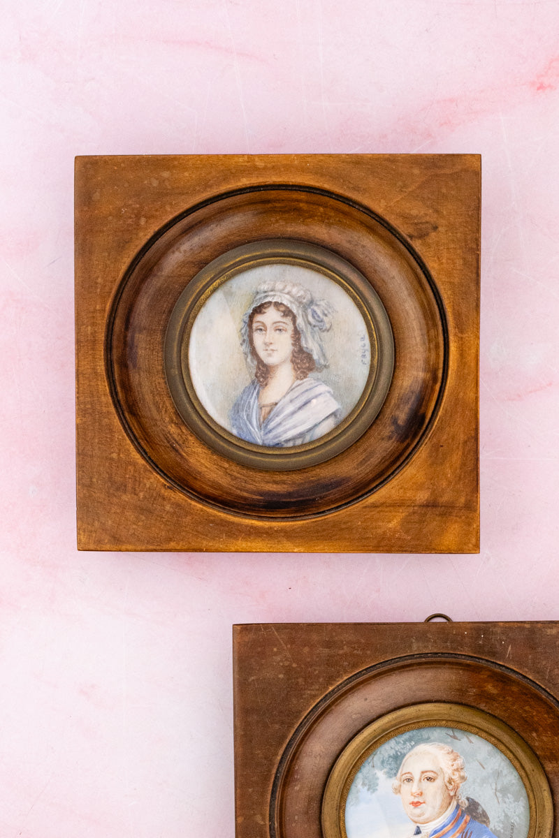 Antique French Framed Miniature Portraits