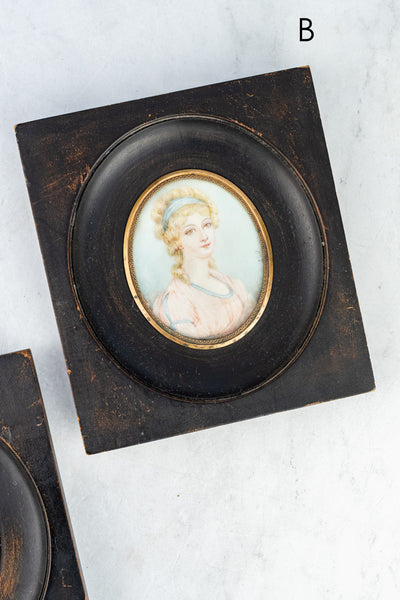 Antique French Framed Miniature Portraits