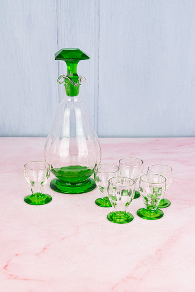 Antique French Green Glass Aperitif Set