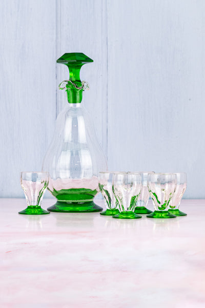 Antique French Green Glass Aperitif Set