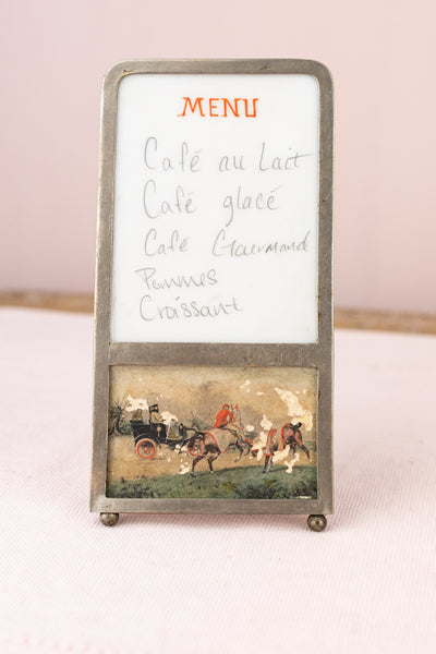 Antique French Hand-Painted Menu Sign