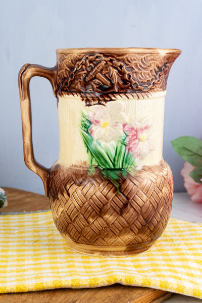 Antique French Majolica Botanical Pitcher