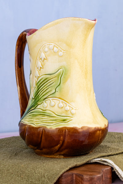 Antique French Faience Floral Pitcher