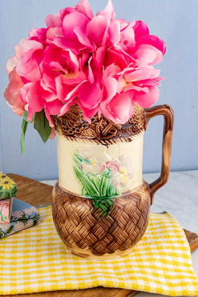 Antique French Majolica Botanical Pitcher