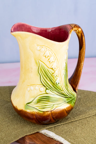 Antique French Faience Floral Pitcher