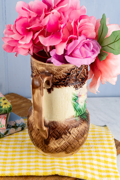 Antique French Majolica Botanical Pitcher
