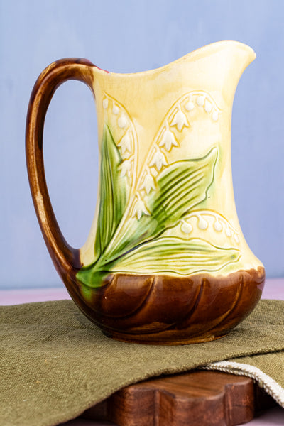 Antique French Faience Floral Pitcher
