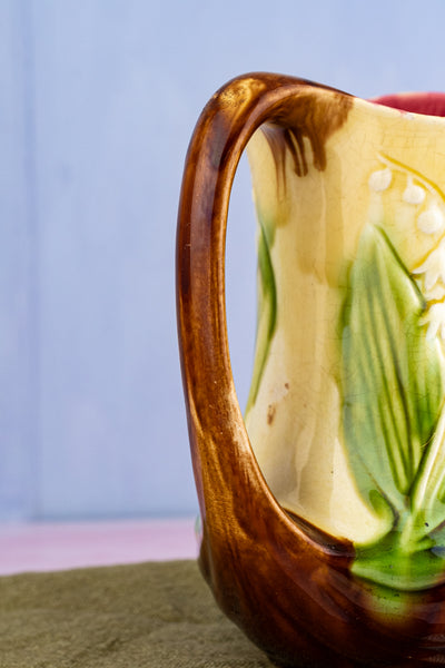 Antique French Faience Floral Pitcher