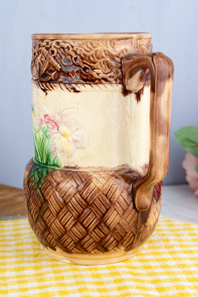 Antique French Majolica Botanical Pitcher