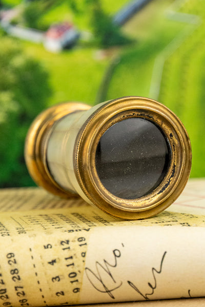 Antique French Mother of Pearl and Brass Spy Glass