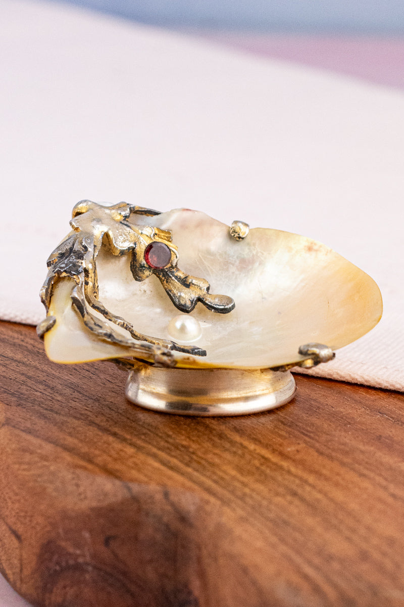 Antique French Mother-of-Pearl & Silver Salt, image 1 of 10