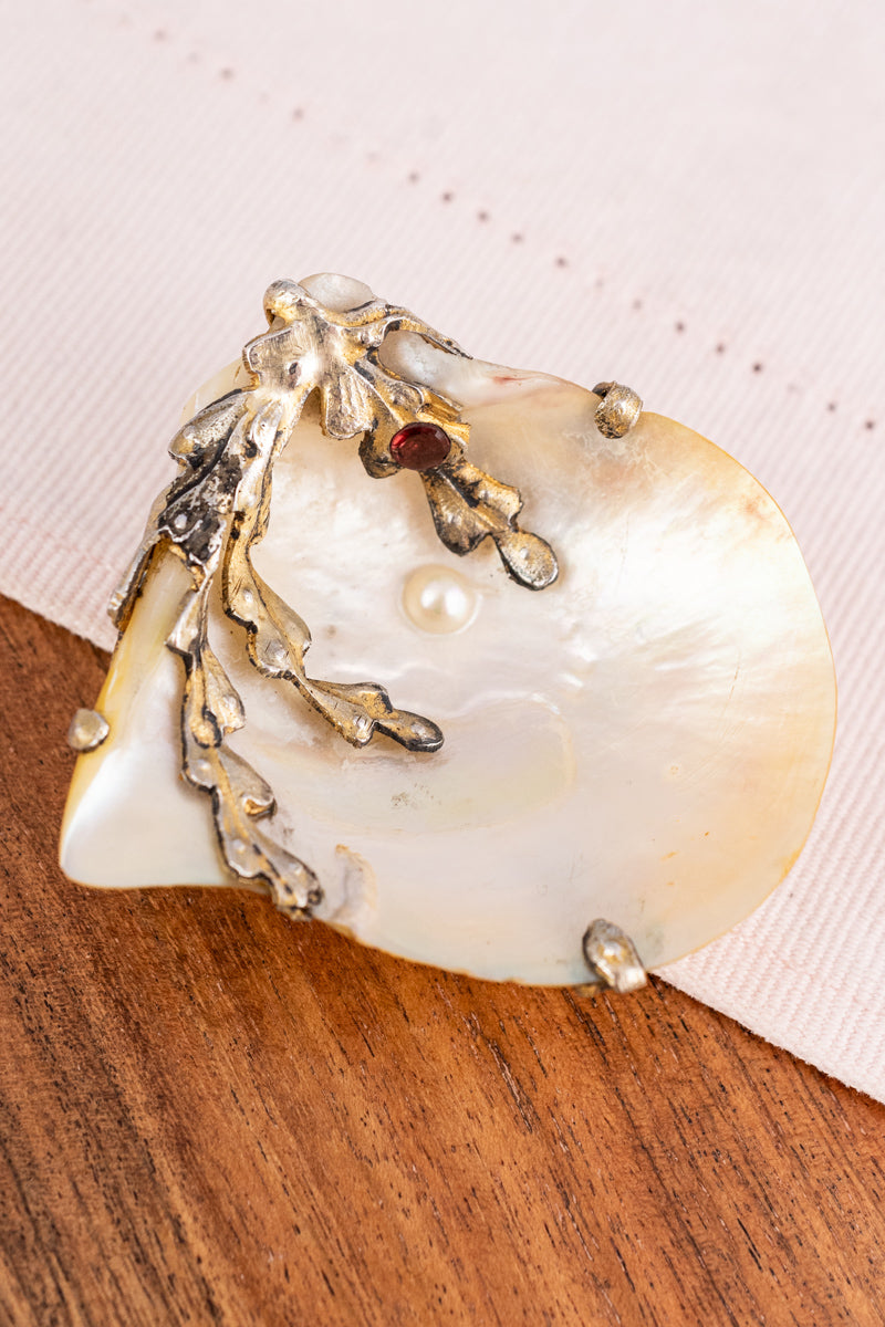 Antique French Mother-of-Pearl & Silver Salt, image 2 of 10