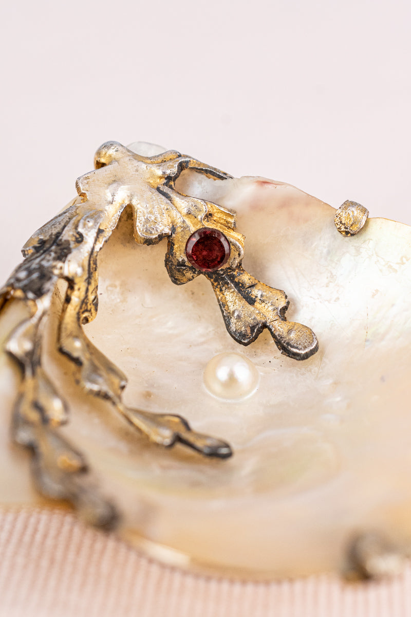Antique French Mother-of-Pearl & Silver Salt, image 3 of 10