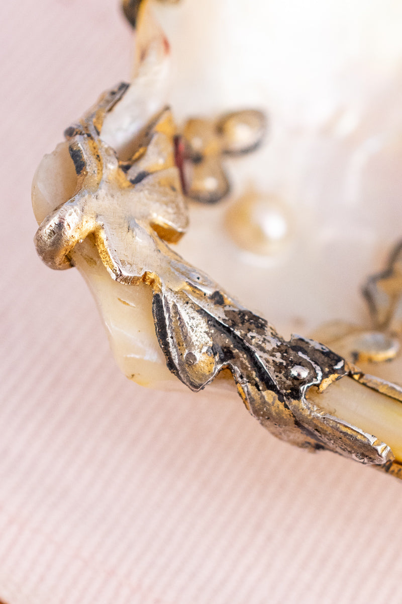 Antique French Mother-of-Pearl & Silver Salt, image 4 of 10