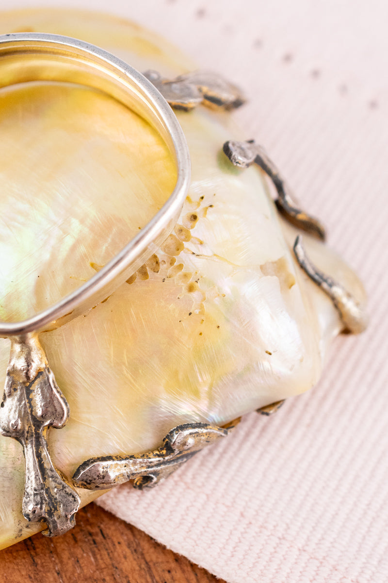 Antique French Mother-of-Pearl & Silver Salt, image 8 of 10