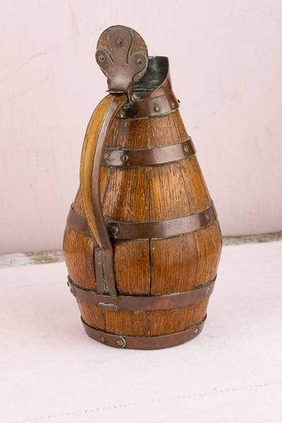 Antique French Oak and Copper Wine Jug