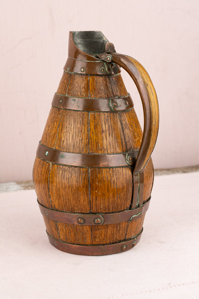 Antique French Oak and Copper Wine Jug