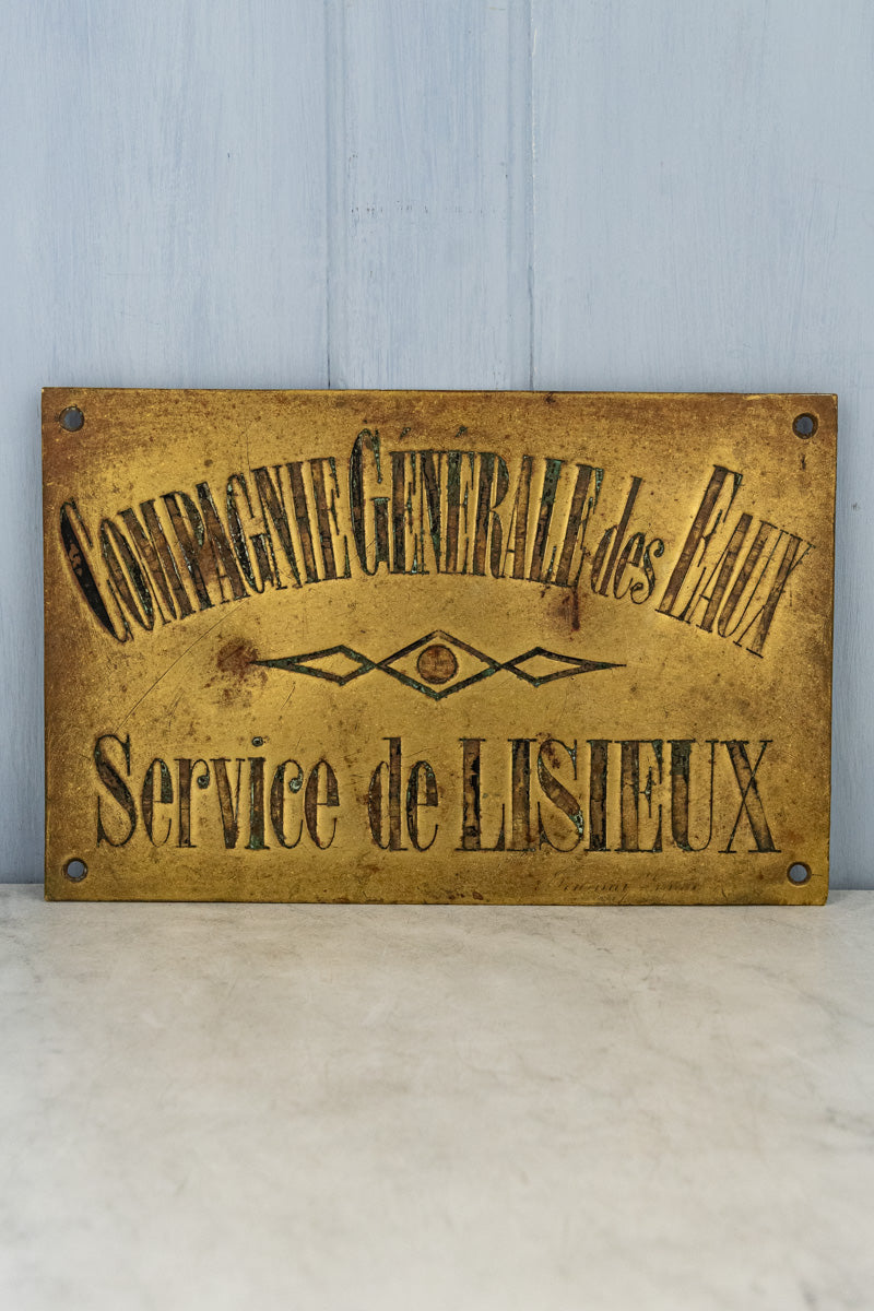 Antique French Water Company Sign