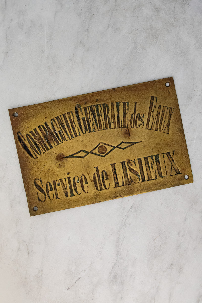 Antique French Water Company Sign