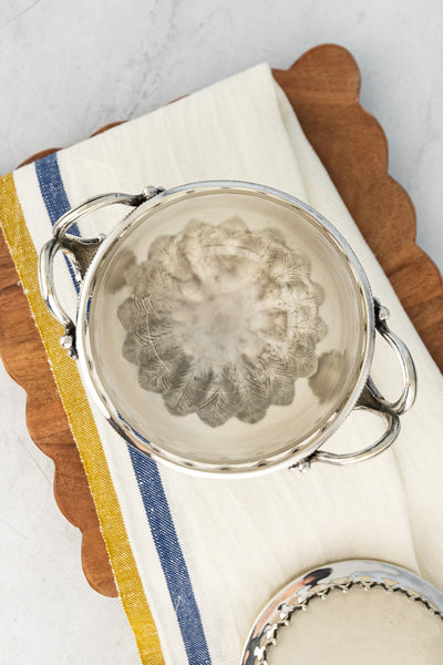Antique Glass & Silverplate Potpourri Bowl